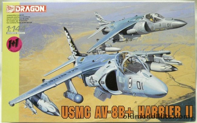 Dragon 1/144 TWO USMC AV-8B+ Harrier II - VMA-231 And VMA-223, 4596 plastic model kit