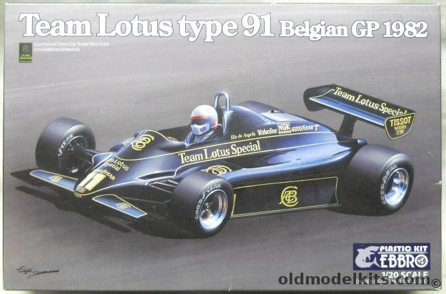 Ebbro 1/20 Team Lotus Type 91 Belgian GP 1982, 20019 plastic model kit