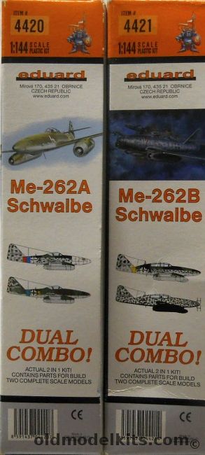 Eduard 1/144 FOUR Kits Me-262 A Schwalbe Dual Combo Plus Me-262B Dual Combo, 4420 plastic model kit