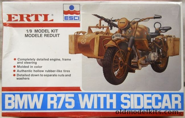 ESCI 1/9 BMW R75 Motorcycle With Side Car, 8290 plastic model kit