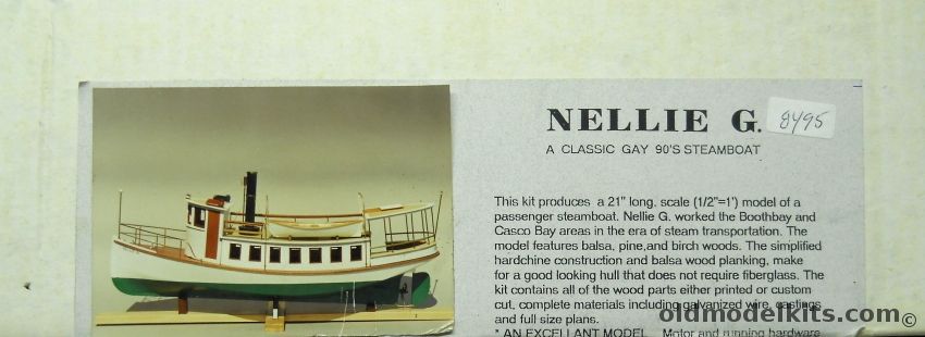 Freedom Song Boatworks 1/24 Nellie G 1890s Steamer - 21 Inch Long Plank-On-Frame Wooden Ship plastic model kit