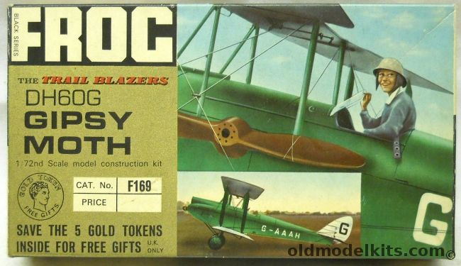 Frog 1/72 DH-60G Gipsy Moth Trail Blazers - Amy Johnson Box Art - Black Series, F169 plastic model kit