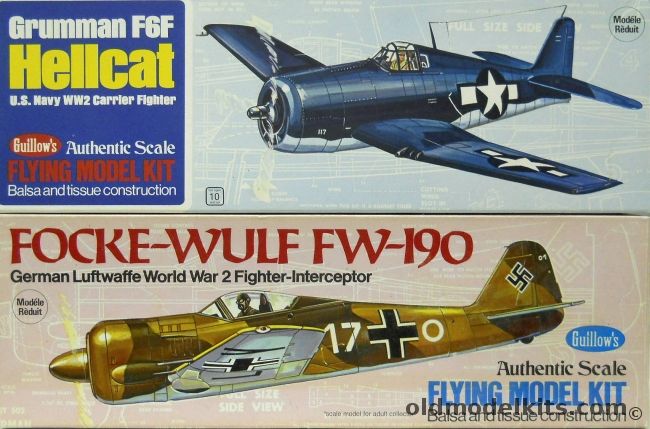 Guillows Focke-Wulf FW-190 And Grumman F6F Hellcat - 16 Inch Wingspan Flying Aircraft, 502 plastic model kit