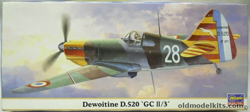 Hasegawa 1/72 Dewoitine D-520 GC II/3 - French Air Force GC II/3 Or GC III/6 - (D520), 00292 plastic model kit