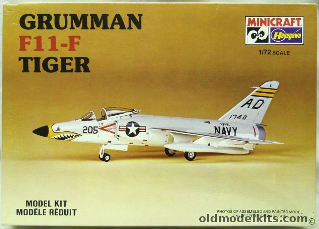 Hasegawa 1/72 TWO Grumman F11-F Tiger - Navy or Blue Angels - (F11F / F11F1), 1151 plastic model kit