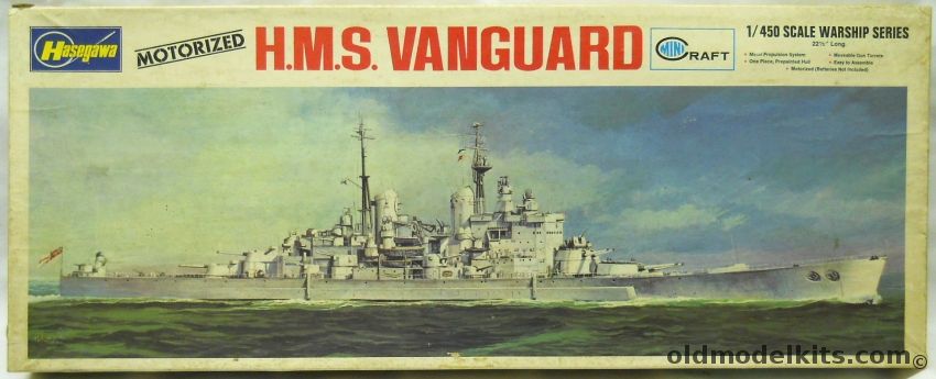 Hasegawa 1/450 HMS Vanguard - Royal Navy Battleship - Motorized, A-10 plastic model kit