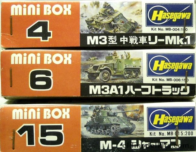 Hasegawa 1/72 FOUR M3 Lee /FOUR M3A1 Half Track / THREE M-4 Sherman, MB-004-150 plastic model kit