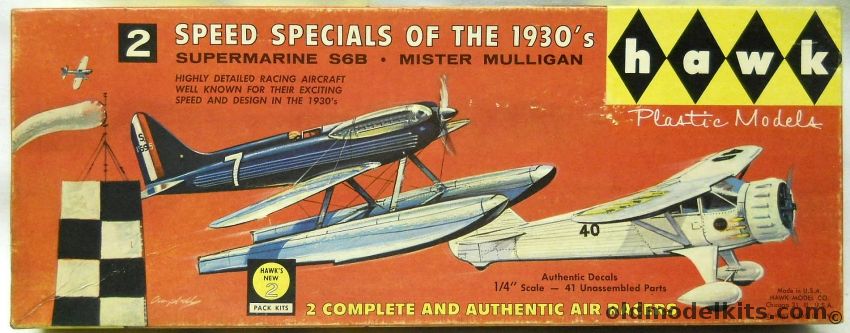 Hawk 1/48 2 Speed Specials Of The 1930s Supermarine S6B and Mister Mulligan, 521-100 plastic model kit