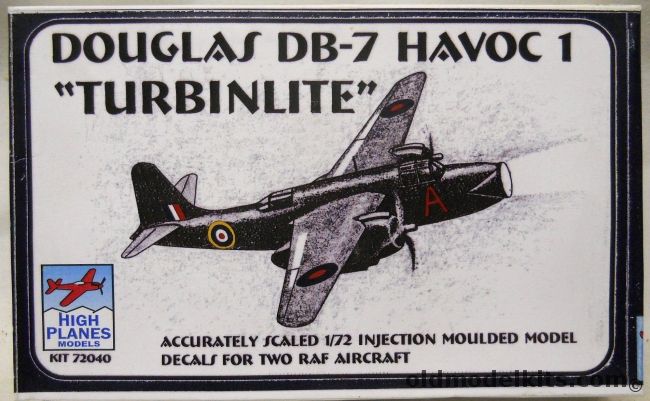 High Planes 1/72 Douglas DB-7 Havoc 1 Turbinlite - Nightfighter With Airborne Searchlight, 72040 plastic model kit