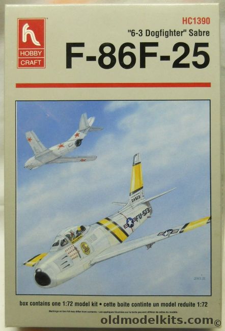 Hobby Craft 1/72 TWO Sabre F-86F-25 - USAF 344th FIS Major J.J. Jabara Korea July 1953 / West German Luftwaffe Waffenschule 10 January 1959 - (F86), HC1390 plastic model kit