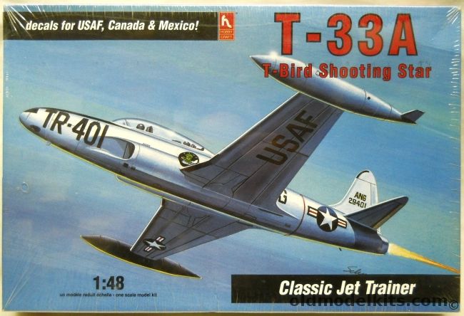Hobby Craft 1/48 Lockheed T-33A Thunderbird (T-Bird) Shooting Star - USAF / Canada RCAF / Mexican Air Force, HC1595 plastic model kit