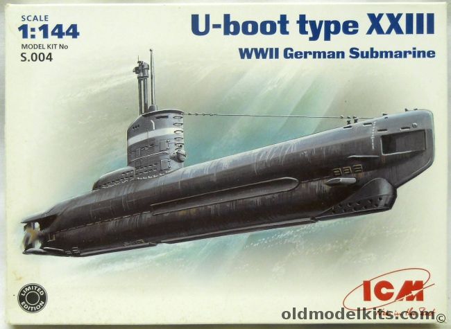 ICM 1/144 TWO U-Boat Type XXIII - WWII German Submarine, S004 plastic model kit
