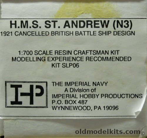 IHP 1/700 HMS St Andrew Battleship 1922 (N3) Great Britain - Hull Plus Large Parts Only - Imperial Hobby Productions, SLP06 plastic model kit