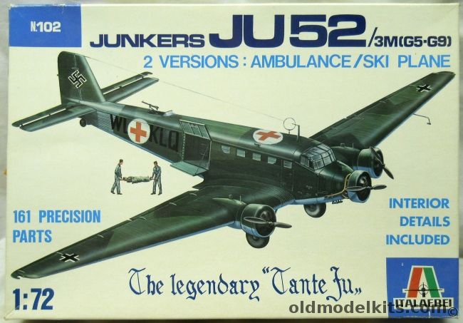 Italaerei 1/72 Junkers Ju-52/3M (G-5 or G-9) - Ambulance or Ski Plane, 102 plastic model kit