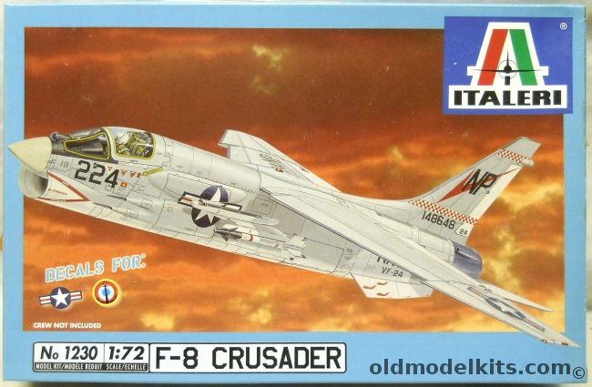 Italeri 1/72 TWO F-8 Crusader - US Navy VF-194 / VF-191 / VF-24 / French Navy, 1230 plastic model kit