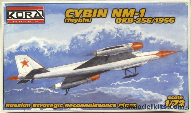 Kora 1/72 Cybin NM-1 - OKB-256 1956 Russian Strategic Reconnaissance Aircraft Tsybin, 7250 plastic model kit