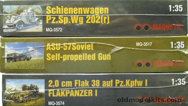 Maquette 1/35 Schienenwagen Pz.Sp.Wg. 202(r) / ASU-57 Soviet Self-Propelled Gun / 2.0cm Flak 38 Auf Pz.Kpfw. I Flakpanzer 1, MQ3572 plastic model kit