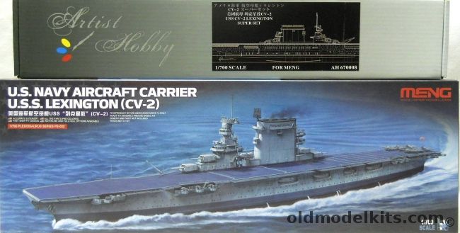 Meng 1/700 USS Lexington CV-2 Aircraft Carrier Plus Artist Hobby Super Set, PS002 plastic model kit