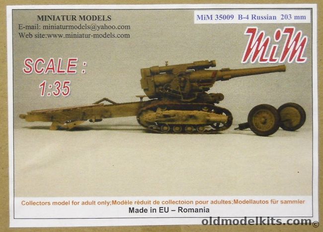 Miniatur Models 1/35 B-4 Russian 203mm Howitzer - MiM, MiM35009 plastic model kit