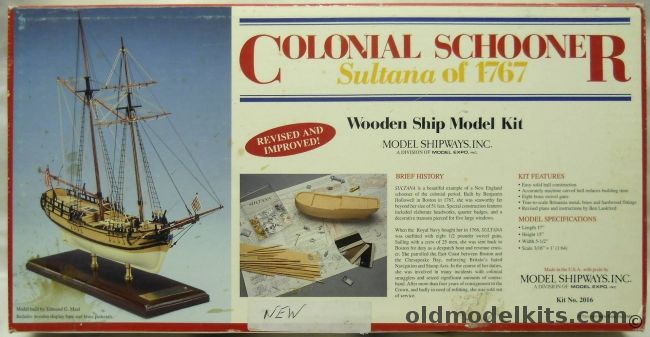 Model Shipways 1/64 Colonial Schooner Sultana of 1767 - Wooden Ship Model, 2016 plastic model kit