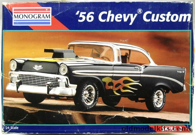 Monogram 1/24 1956 Chevy Custom - 1956 Chevrolet Bel Air 2 Door Hardtop, 2255 plastic model kit
