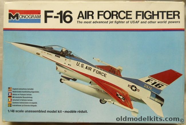 Monogram 1/48 General Dynamics F-16 Falcon - White Box Issue - With Copied Diorama Instructions From The First Issue, 5401 plastic model kit