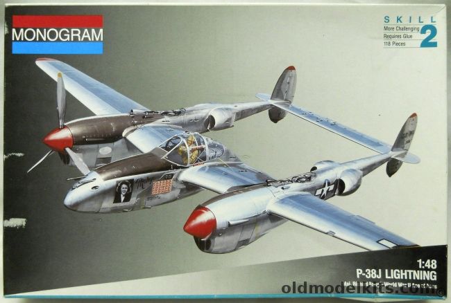 Monogram 1/48 P-38J Lightning Richard Bong - Droop Snoot or Night Fighter, 5479 plastic model kit