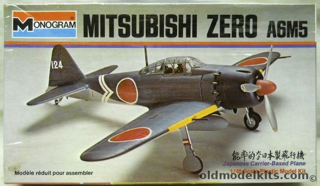 Monogram 1/48 Mitsubishi Zero A6M5 - White Box 'Dark Background' Issue, 6799 plastic model kit