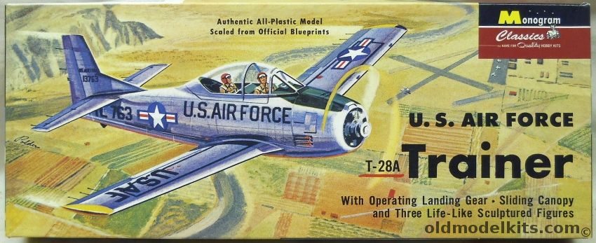 Monogram 1/48 US Air Force T-28A Trainer - Classics Issue With Patch - Decals For Trojan 51--3763 Or 51-3555 Of Air Training Command, 85-0028 plastic model kit