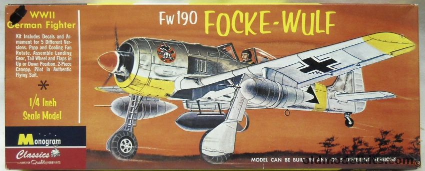 Monogram 1/48 Focke-Wulf FW-190 - A-8/R-3 - A-7/R2 - A7/R3 - A-5/U8 - A-8/R1 - A-5/U3 Tropical, 85-0107 plastic model kit