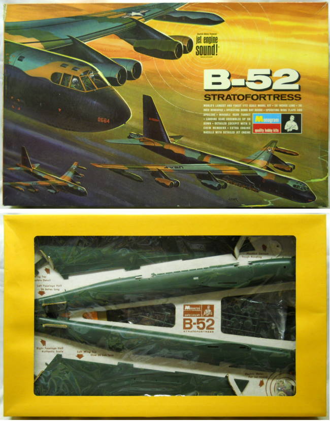 Monogram 1/72 B-52 Stratofortress With Jet Sound - Vietnam Issue - With All Internal Packing Material And Seal Frame, PA215 plastic model kit
