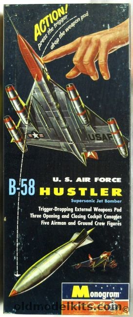 Monogram 1/121 B-58 Hustler - With Ground Crew and Ground Truck - Four Star Issue, PA32-98 plastic model kit