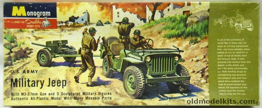 Monogram 1/35 US Army Military Jeep And M3-37mm Gun - Four Star Issue, PM21-98 plastic model kit