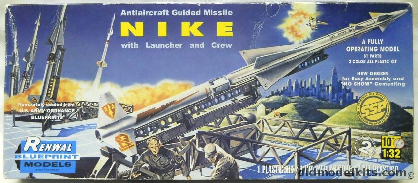 Renwal 1/32 Nike Ajax Anti-Aircraft Guided Missile - With Launcher and Crew - (MIM-3), 85-7815 plastic model kit