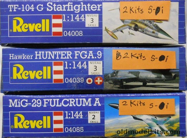 Revell 1/144 TWO TF-104G Starfighter / TWO Hawker Hunter FGA.9 / TWO Mig-29 Fulcrum, 04008 plastic model kit