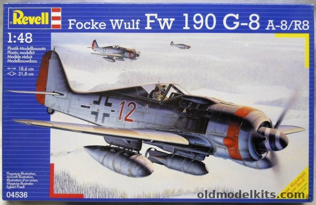 Revell 1/48 Focke Wulf FW-190 G-8 A-8/R8 - 10/JG54 Grunherz Oberlt Karl Brill Summer 1944 / II/SG10 May 1945, 04536 plastic model kit