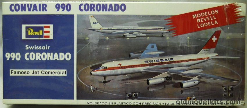 Revell 1/135 Convair 990 Coronado Swissair - Jet Airliner - Lodela Issue, H254 plastic model kit