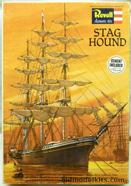 Revell 1/216 Stag Hound Clipper - The Largest Merchant Ship of Her Day - With Revell Glue, H345-400 plastic model kit