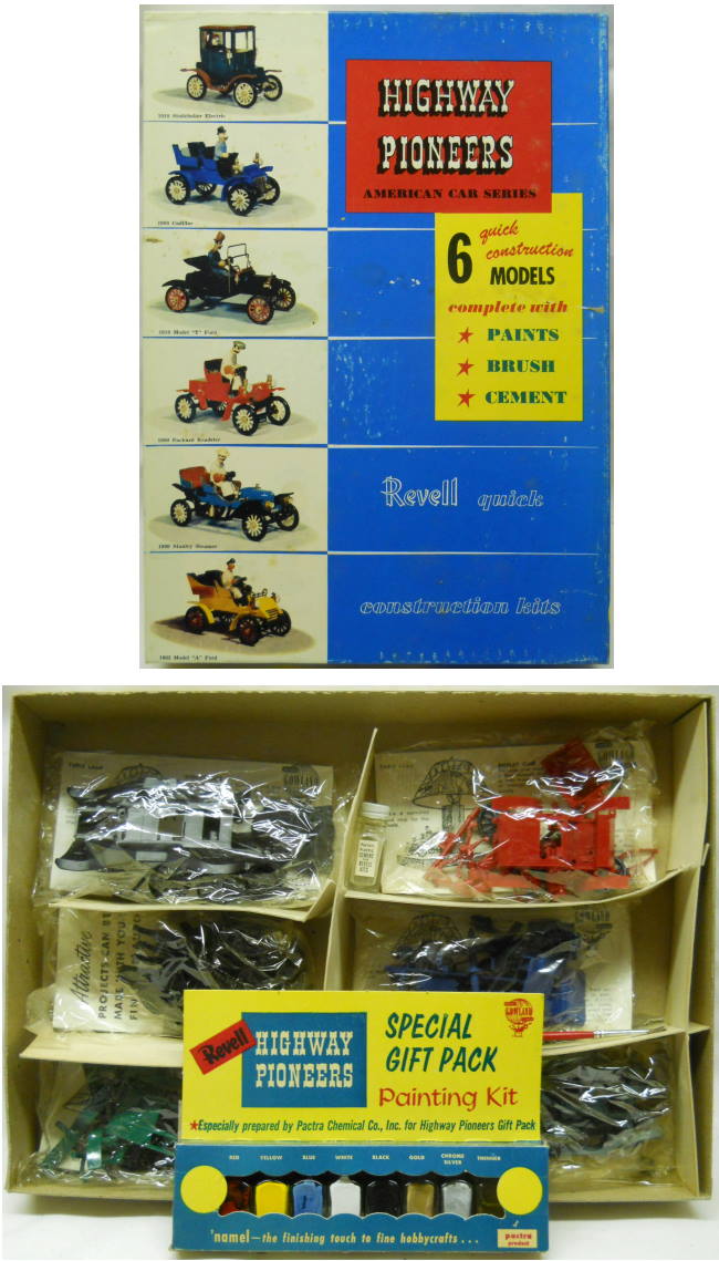 Revell 1/32 Highway Pioneers Six Kit Gift Pack - American Car Seires / 1910 Studebaker Electric / 1903 Cadillac / 1910 Ford Model T / 1900 Packard Roadster / 1909 Stanley Steamer / 1903 Ford Model A, P395 plastic model kit