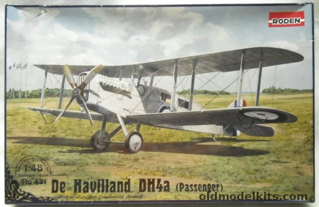 Roden 1/48 De Havilland DH-4a - Passenger DH4 - RFC Number 1 Communications Squadron Kenley 1919 Or At&T Air Company G-EAJC World's First Commercial Flight From London to Paris 1919, RO431 plastic model kit