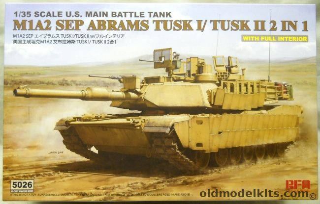 Rye Field Model 1/35 M1A2 SEP Abrams Tusk I / Tusk II - With Full Interior, 5026 plastic model kit