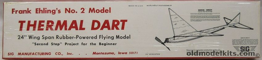 SIG Thermal Dart - Frank Ehlings No.2 Model - 24 Inch Wingspan Rubber-Powered Free Flight Aircraft - For Beginners, FF-12 plastic model kit