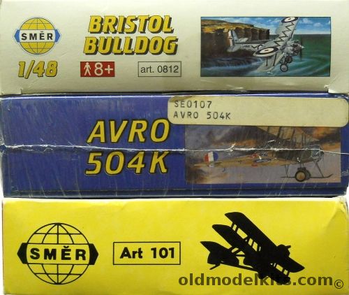 SMER 1/48 Bristol Bulldog Mk.IIA And Avro 504K And De Havilland DH-2, 0812 plastic model kit