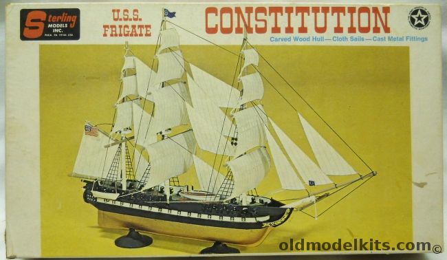 Sterling USS Frigate Constitution - 10.5 Inch long Wooden Ship Model with Cloth Sails and Metal Fittings, G2 plastic model kit