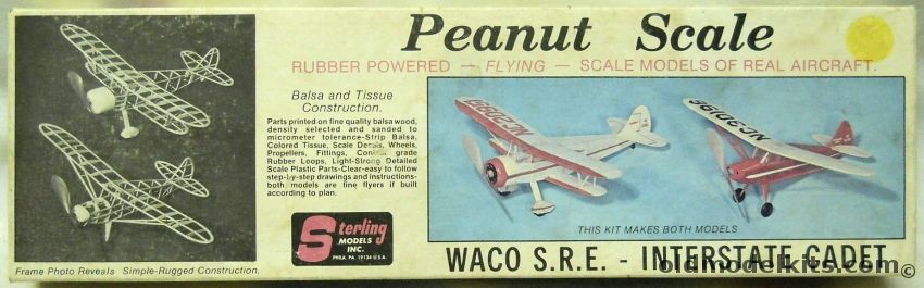 Sterling Peanut Waco SRE and Interstate Cadet - Peanut Scale Flying Model Airplanes, P-3 plastic model kit