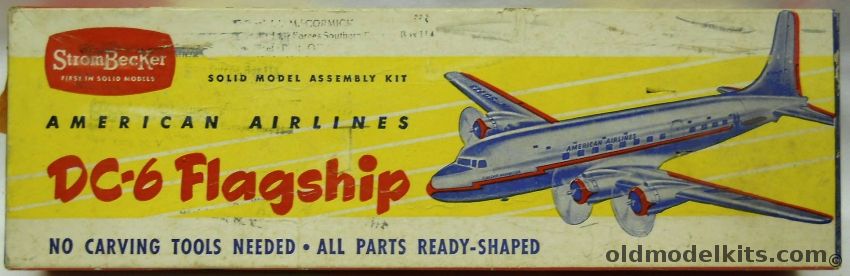 Strombecker Douglas DC-6 Flagship - American Airlines- 13.5 inch Wingspan Solid Wood Model, C-36 plastic model kit