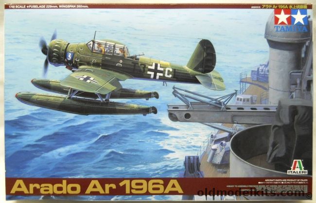 Tamiya 1/48 Arado Ar-196 A - Germany 2/Sagr 125 Crete 1941 / Battleship Bismarck 1/BordfliegerGr. 196 1940 / Auxillary Cruiser Widder (HSK-3) October 1941 - (Ar196A), 37006 plastic model kit