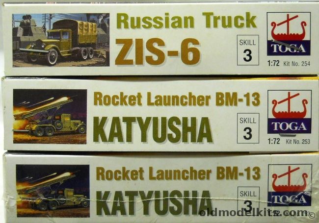 Toga 1/72 ZIS-6 Russian Truck / TWO Rocket Launcher BM-13 Katyusha, 254 plastic model kit
