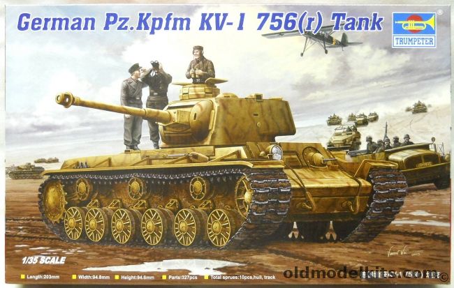 Trumpeter 1/35 German Pz.Kpfm. KV-1 756(r) Tank, 00366 plastic model kit