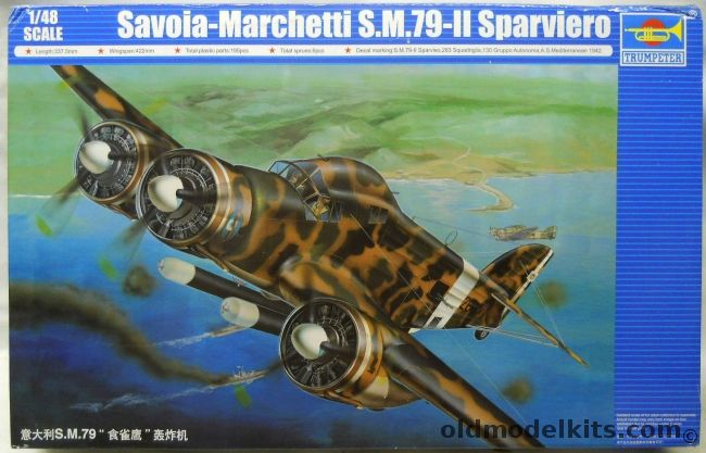 Trumpeter 1/48 Savoia-Marchette SM-79 II Sparviero - 283 Squadriglia 130 Grouppo Autonoma AS Mediterranean 1942, 02817 plastic model kit